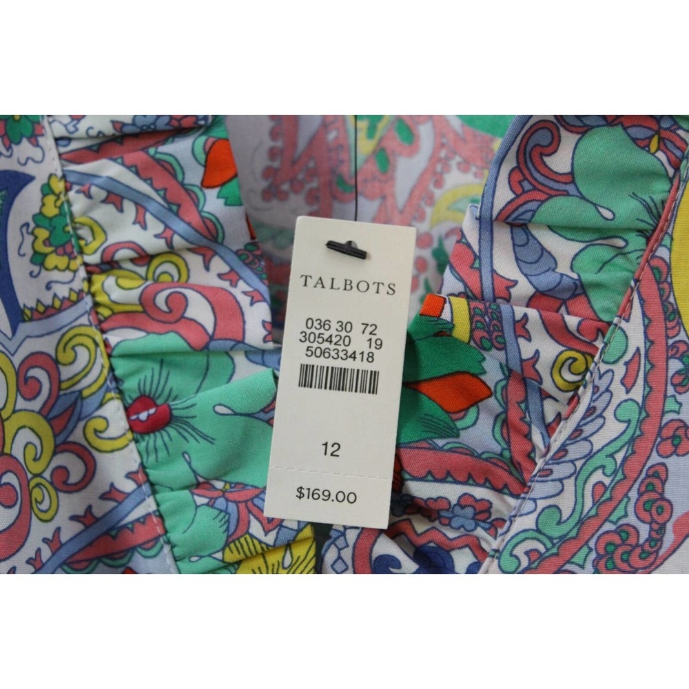 NWT Talbots Floral Paisley Sleeveless Button Front Dress With Tie Size 12 H14884 - Picture 6 of 11